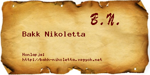Bakk Nikoletta névjegykártya