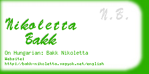 nikoletta bakk business card